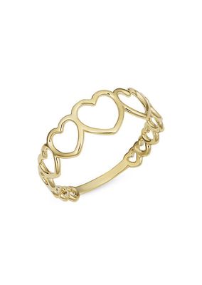 14K Yellow Solid Gold Heart to Heart Ring