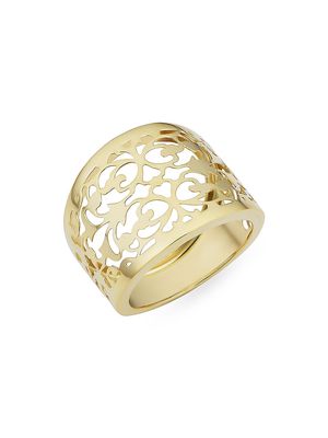 14K Yellow Solid Gold Love Lace Ring - Yellow Gold - Size 6 - Yellow Gold - Size 6