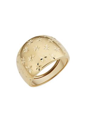 14K Yellow Solid Gold Starry Night Dome Ring