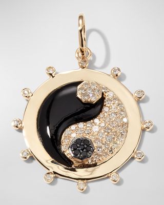 14k Yin-Yang Onyx and Diamond Pendant