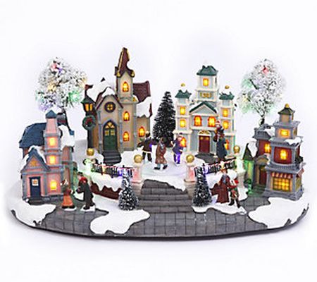 15.35"L Lighted Musical Holiday Village by Gers on Co