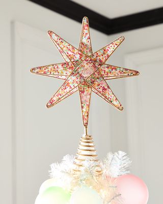 15.5" Gold Beaded Large Tree Topper