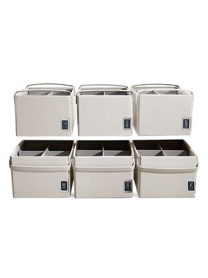 15'' x 9.5'' Collapsible Vegan Leather Storage 6 Basket Set - Cream - Size Small - Cream - Size Small