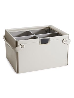 15'' x 9.5'' Collapsible Vegan Leather Storage Basket Set - Cream - Size Small - Cream - Size Small