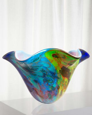 16.5"Dia. x 10.25" Crivelli Art Glass Ruffle Vase