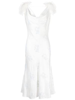 16 ARLINGTON feather-detail midi dress - White