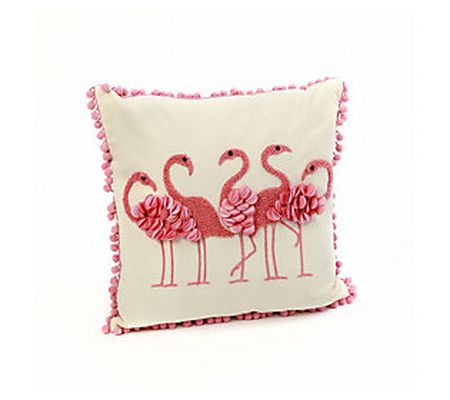 16" Fabric Flamingo Pillow by Gerson Co