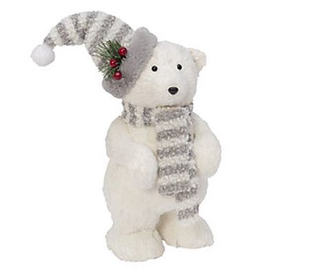 16-in H Polar Bear Figurine w/ Hat & Scarf by G erson Co