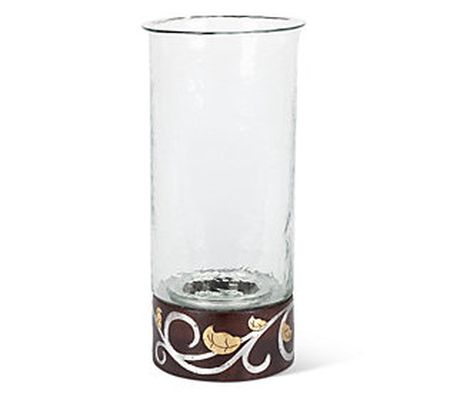 16" Mango Wood Inlay Candleholder by Gerson Co.
