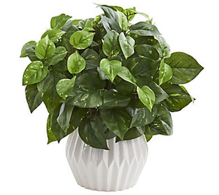 16'' Pothos Artificial Plant in Vase by Nearly Natural