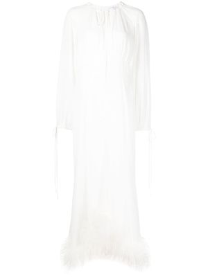 16Arlington feather-trim maxi dress - White