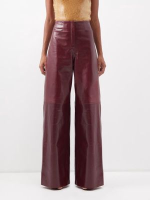 16arlington - Hagen Leather Wide-leg Trousers - Womens - Oxblood