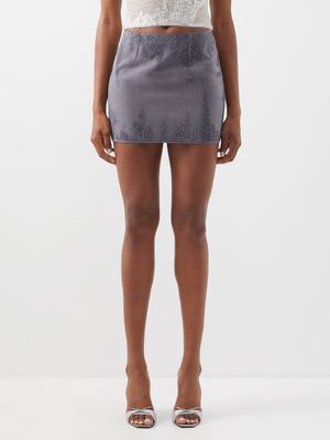 16arlington - Haile Crystal-decorated Technical-felt Mini Skirt - Womens - Grey