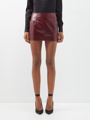 16arlington - Haile Leather Mini Skirt - Womens - Burgundy