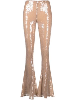 16Arlington Koro sequin-embellished flared trousers - Neutrals