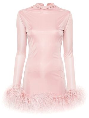 16Arlington Luna feather-trim draped minidress - Pink