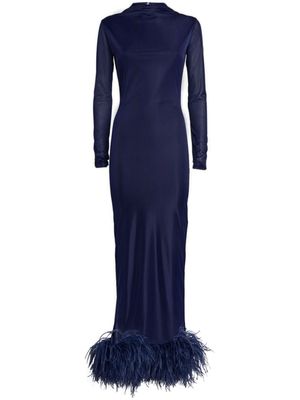 16Arlington Luna feather-trim gown - Blue