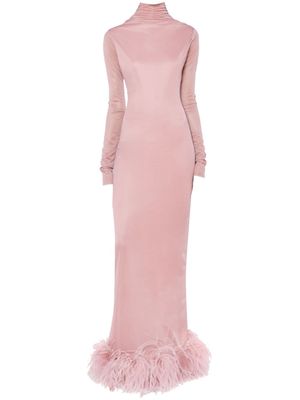 16Arlington Luna feather-trimmed gown - Pink