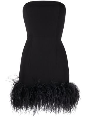 16Arlington Minelli feather-trim strapless minidress - Black