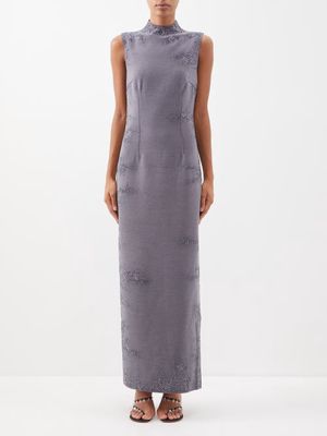16arlington - Mira Crystal-embelished Felt Maxi Dress - Womens - Grey