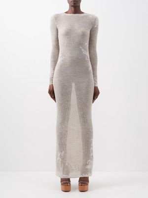 16arlington - Mira Sequinned Knitted Dress - Womens - Beige