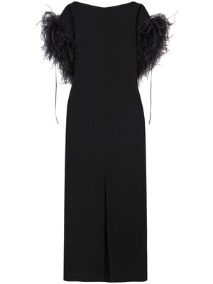 16Arlington Nerine feather-detail midi dress - Black