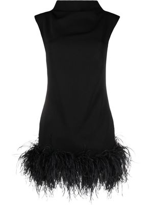 16Arlington Nyx feather-trim minidress - Black
