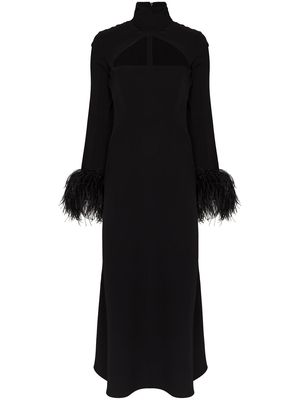 16Arlington Odessa cutout feather-trim dress - Black