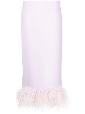 16Arlington Petya feather-trim maxi skirt - Pink