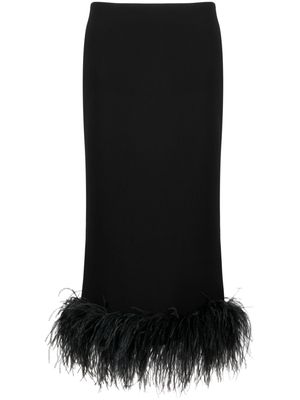 16Arlington Petya feather-trim midi skirt - Black