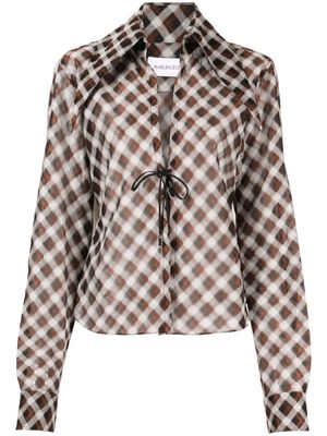 16Arlington pointed-collar checkered blouse - Grey