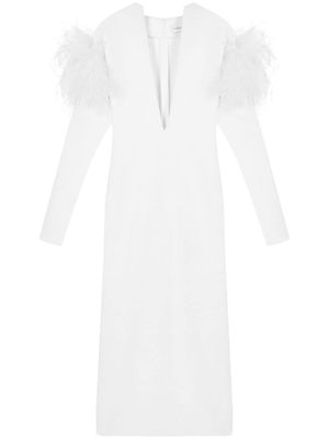 16Arlington Runa feather-trimmed maxi dress - White