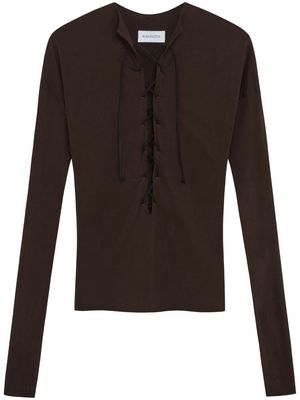 16Arlington Runa tie-fastening T-shirt - Brown