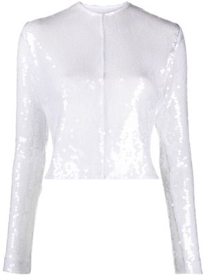 16Arlington sequin-embellished cropped shirt - Neutrals