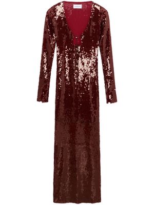 16Arlington sequin-embellished long-sleeve maxi dress - Red