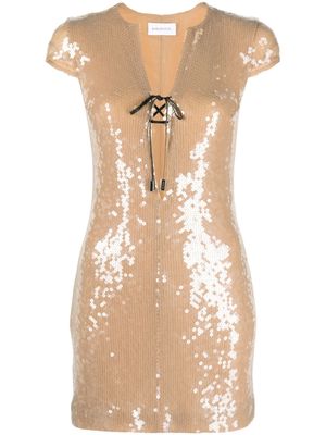 16Arlington sequin-embellished short-sleeve minidress - Neutrals