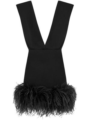 16Arlington Sina feather-trim minidress - Black