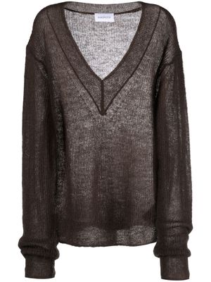 16Arlington V-neck long-sleeve jumper - Brown