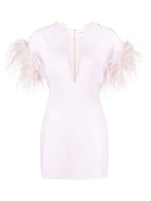 16Arlington Vanora feather-trim minidress - Pink