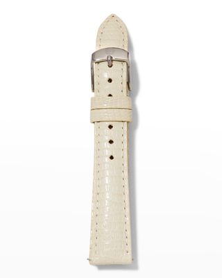 16mm Lizard-Embossed Watch Strap, Vanilla