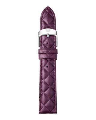 16mm Quilted Leather Watch Strap, Violet