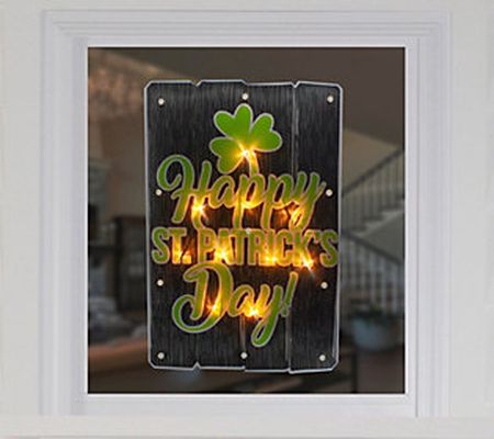 17" Lighted Happy St. Patrick's Day Window Silh ouette