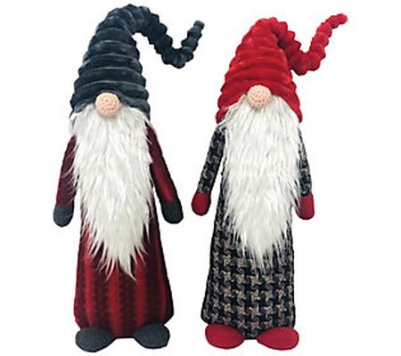 17" Santa's Workshop Tall Xmas Gnomes, Set of 2