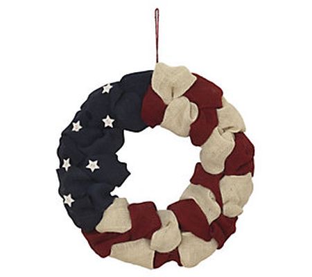 18.5" Fabric Americana Wreath by Gerson Co.