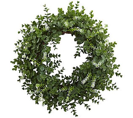 18" Eucalyptus Double Ring Wreath by Nearly Nat ural