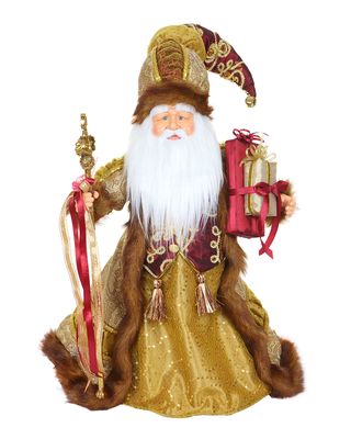 18" Gold/Burgundy Cone Santa