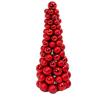18 in H Red Ornament Cone Tree by Gerson Co