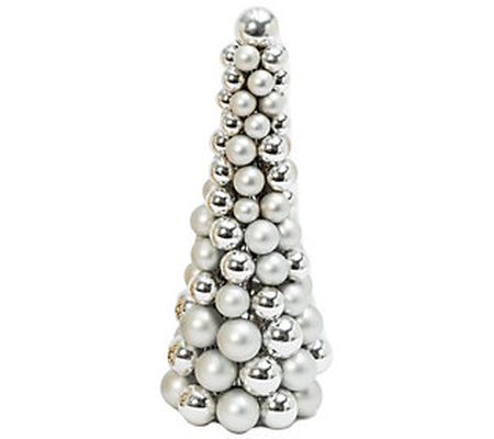 18 in H Silver Ornament Cone Tree by Gerson Co