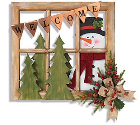 18-in L Window w/ Snowman & Floral Accent by Ge rson Co
