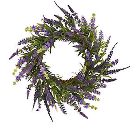 18" Lavender Wreath by Nearly Natural